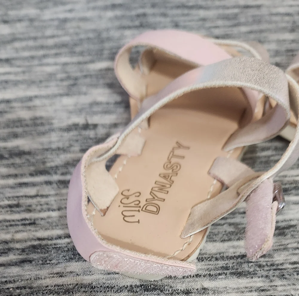 Miss Dynasty Girls' Pink and Silver Sandals
